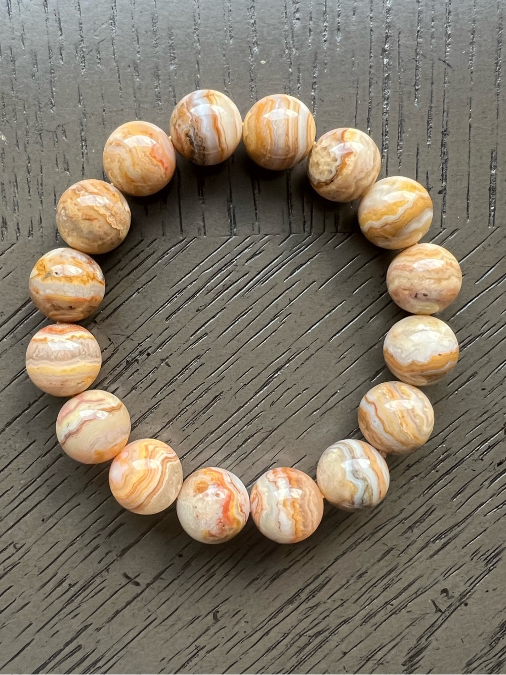 Indonesian Java lace agate bracelet 12mm SIZE 6.5’
